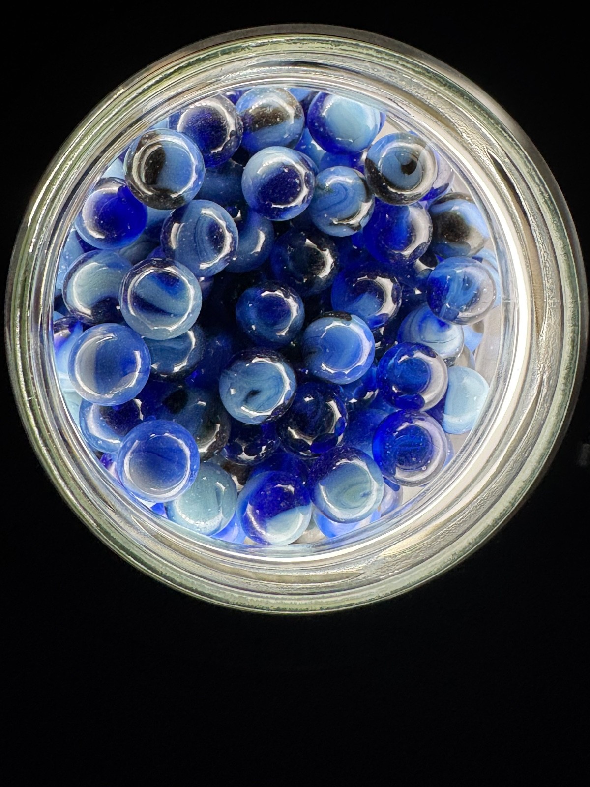 10x 5/8″ Jabo Classics Marbles Lot Dark Blue, Blue, Light Blue UV Reactive