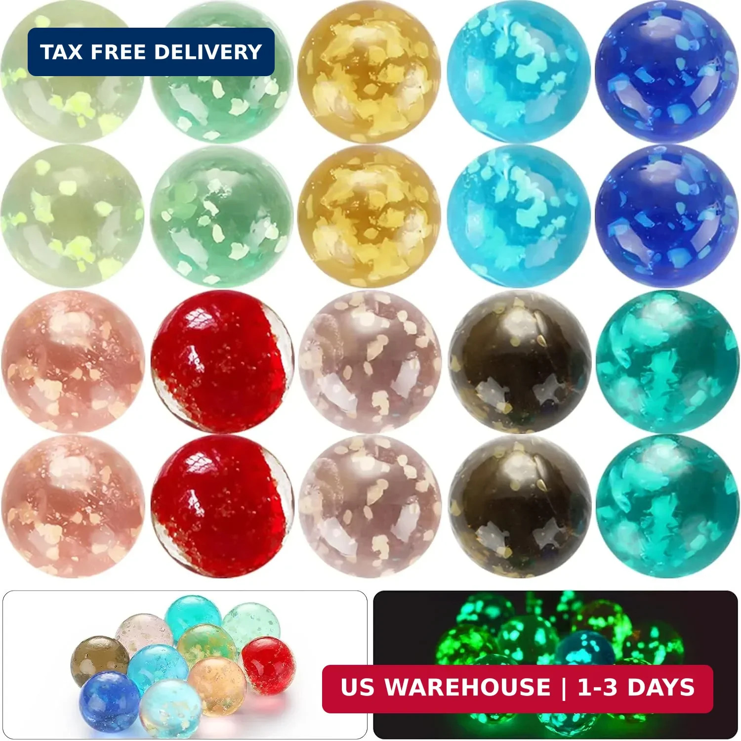 Skylety 20 Pieces Large Marbles Glowing in The Dark, Marbles Bulk Luminous Color