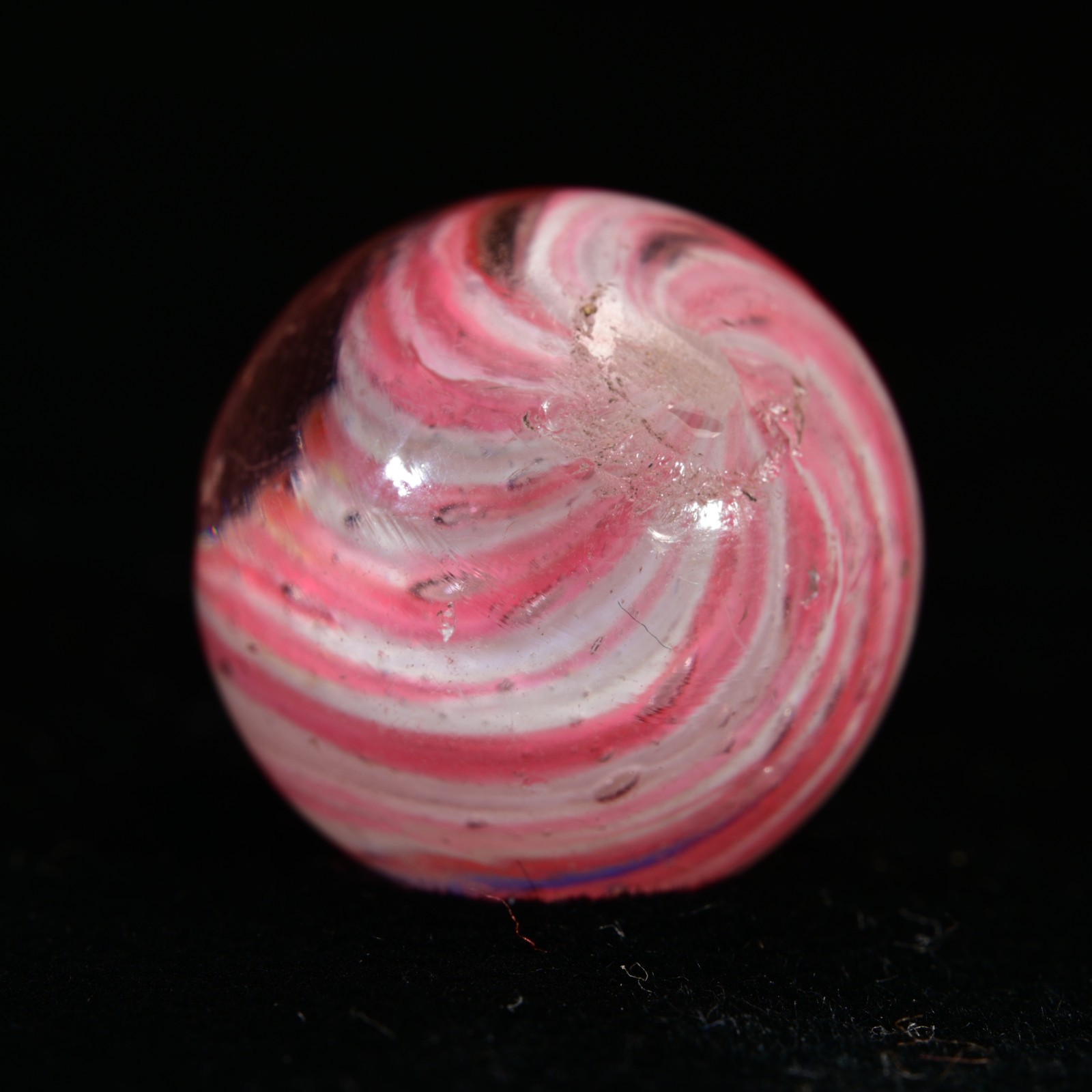 Onionskin Marble Early German Handmade Antique Shrunken Raspberry 17.2mm 21/32”