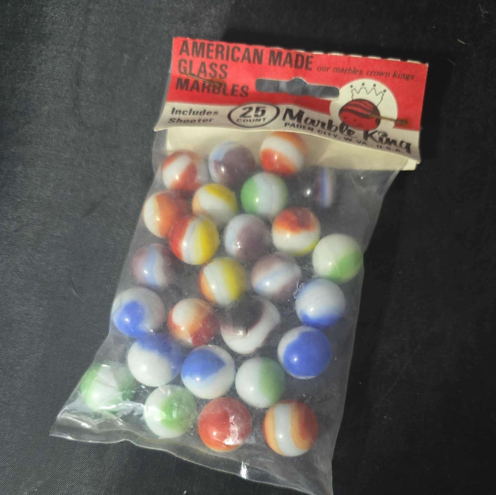 Vintage Marbles Lot. Marble King 25 Count Poly Bag. Great Condition. Paden City