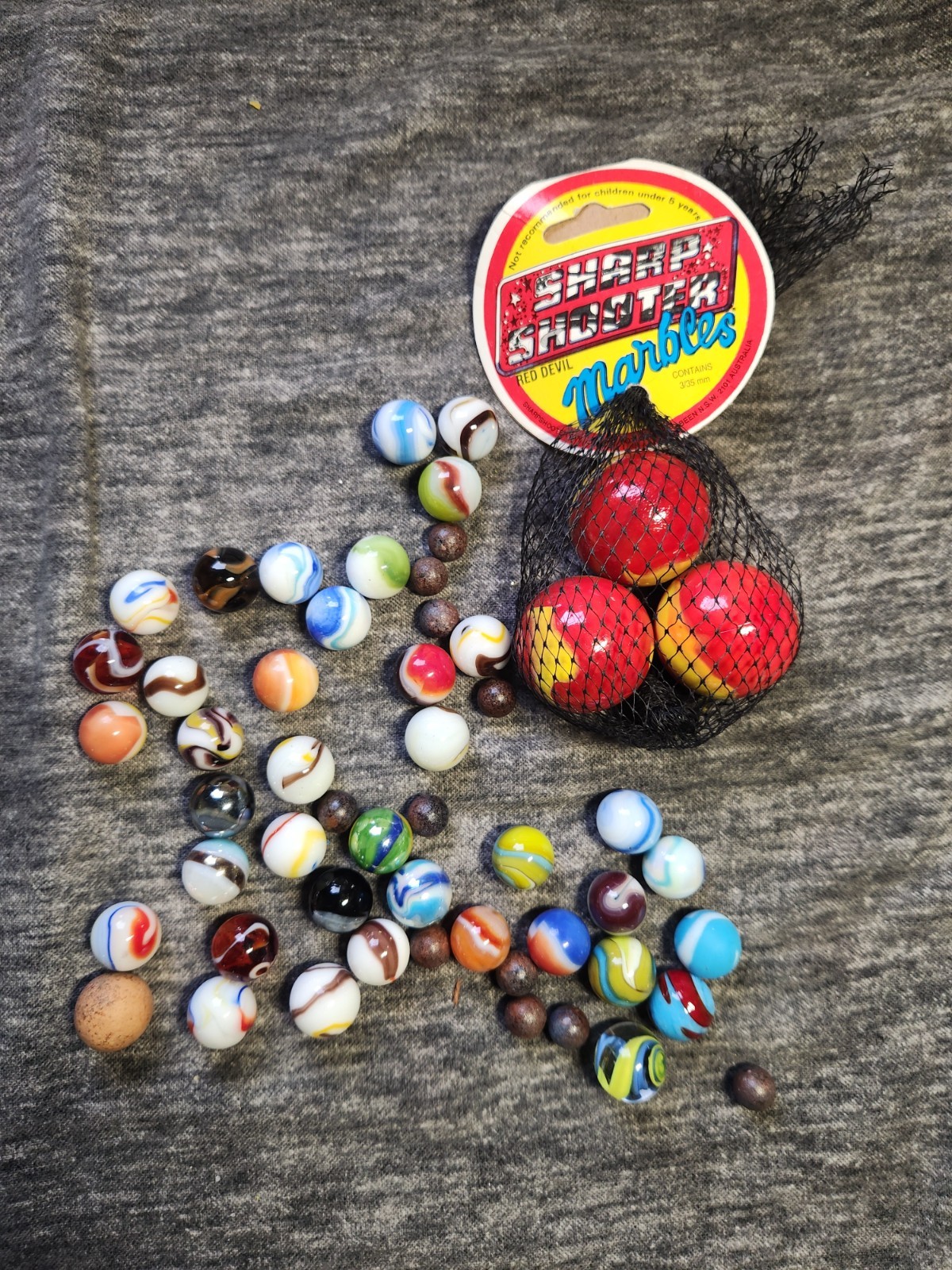 50 mixed marbles, Vacor, jabo, vitro, clay, ceramic, Old, New, Collectable