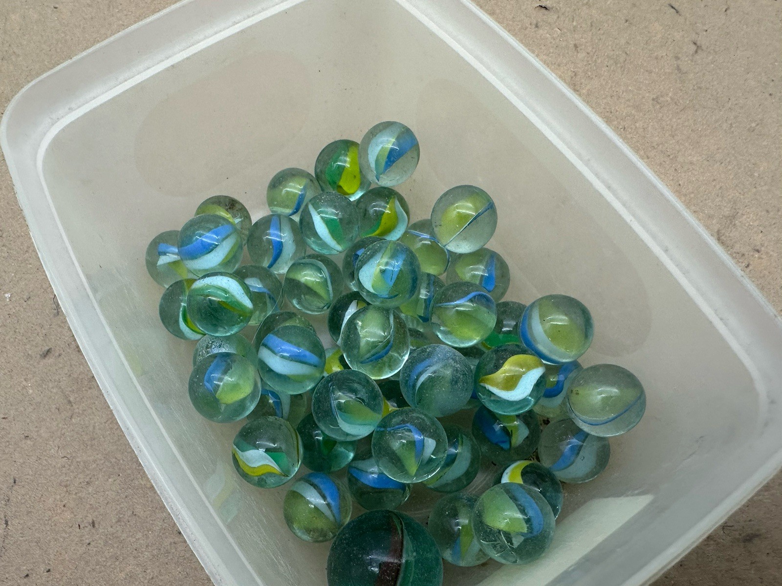 Vintage Confetti Swirl Speckled Silver Clear Glass Marbles Mixed Lot