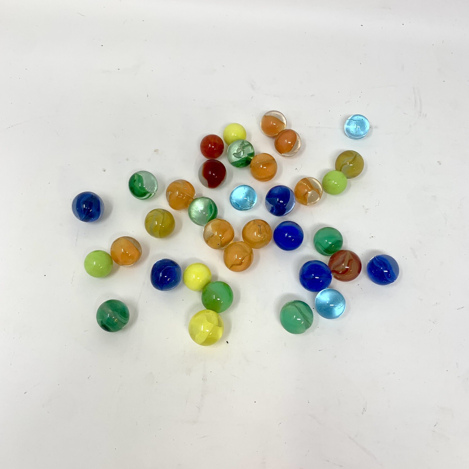 Vintage Lot Of 36 Marbles Cats Eye And Other Misc Types Of Marbles