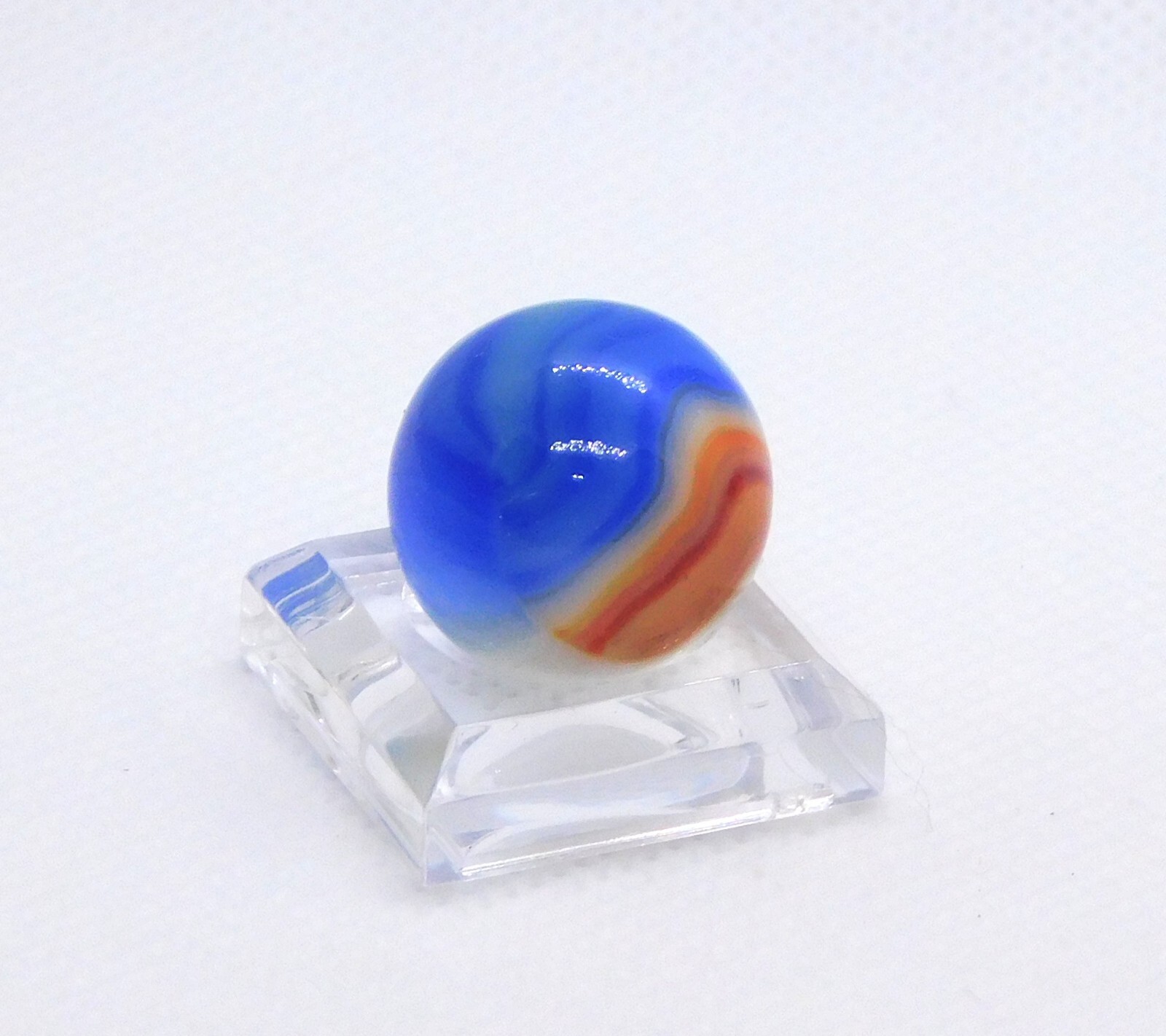 Vintage Glass Marble Patch Swirl Blue Red White Vitro Agate ‘V’ 0.69″ #0-118