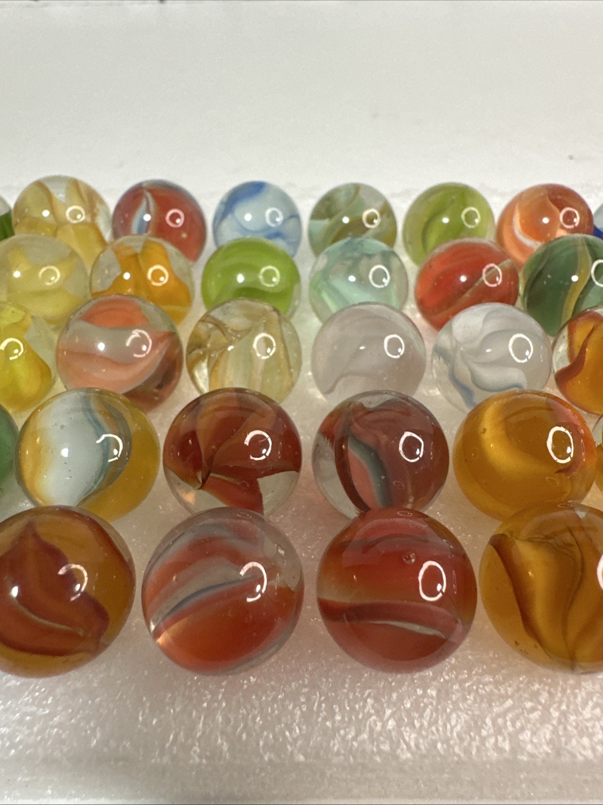 055 Lot Of 50 Vitro Agate Hybrid Cats Eye Marbles! Beautiful Colors!