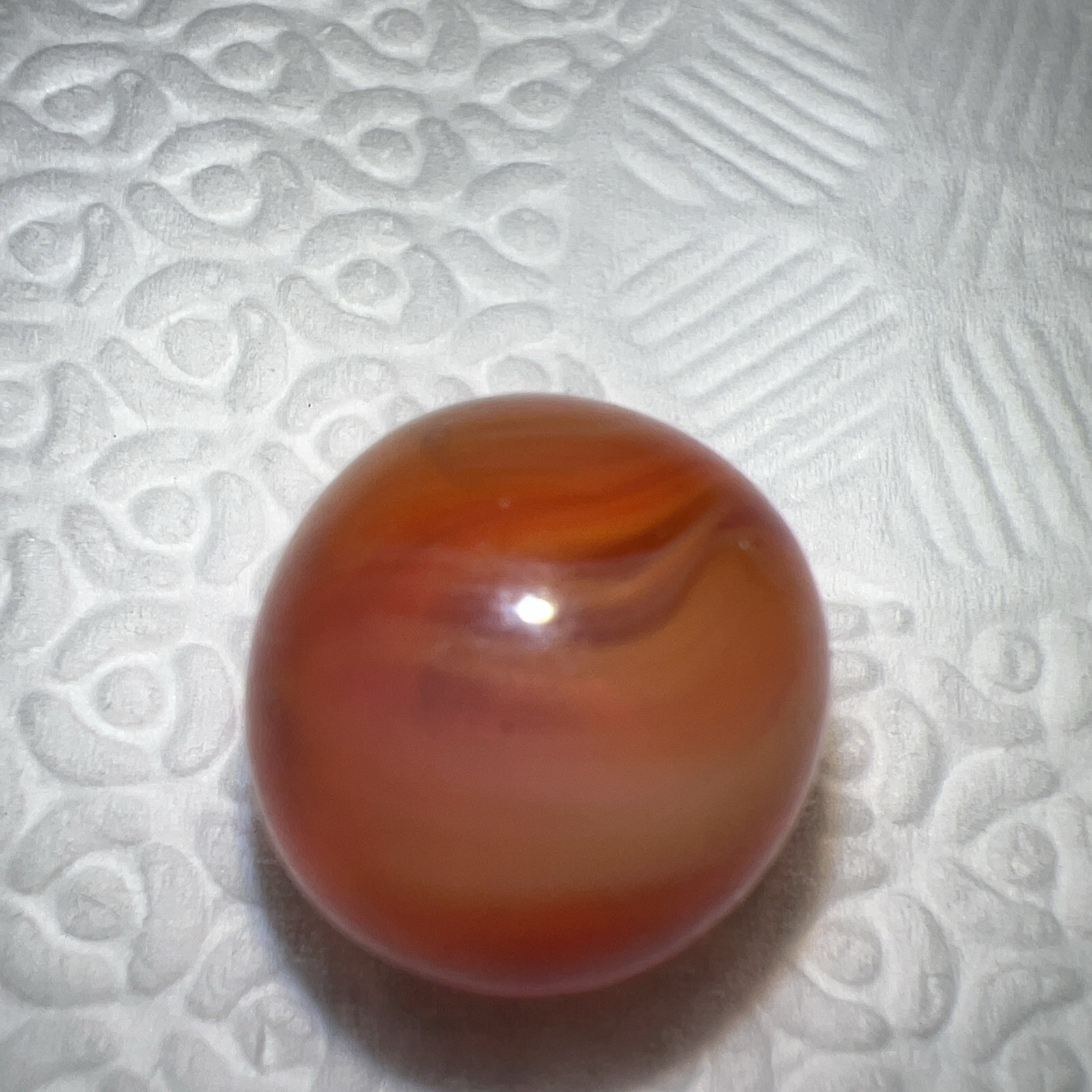 Vintage Peltier K & M Or Red Zebra Marble. Measures .50 Near Mint Condition.