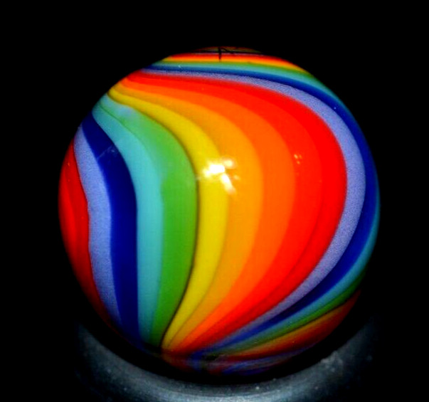 JAY SLACK GLASS MARBLE/.602″-RAINBOW CHEVRON-MANGO,TOMATO,TURQ.,LIME,CRIMSON +