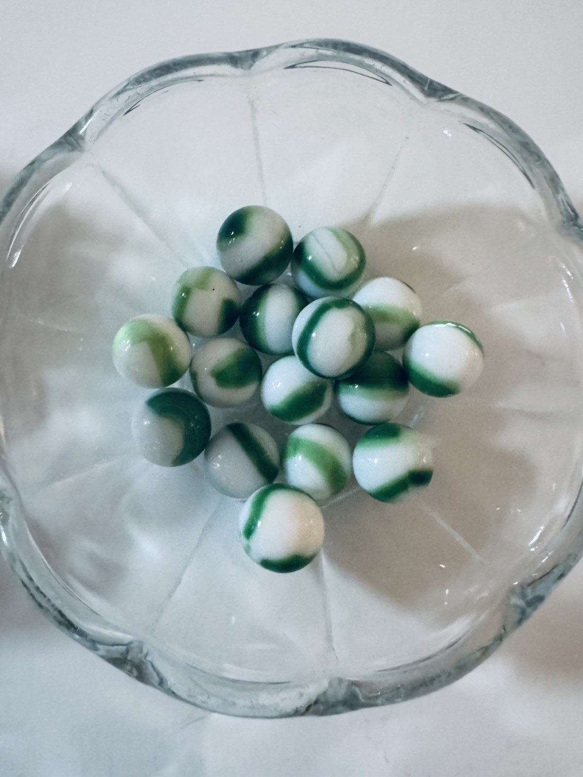 Vintage White Base Swirl Marble Lot 69 Machine Made Glass Marbles 1940s 1950s