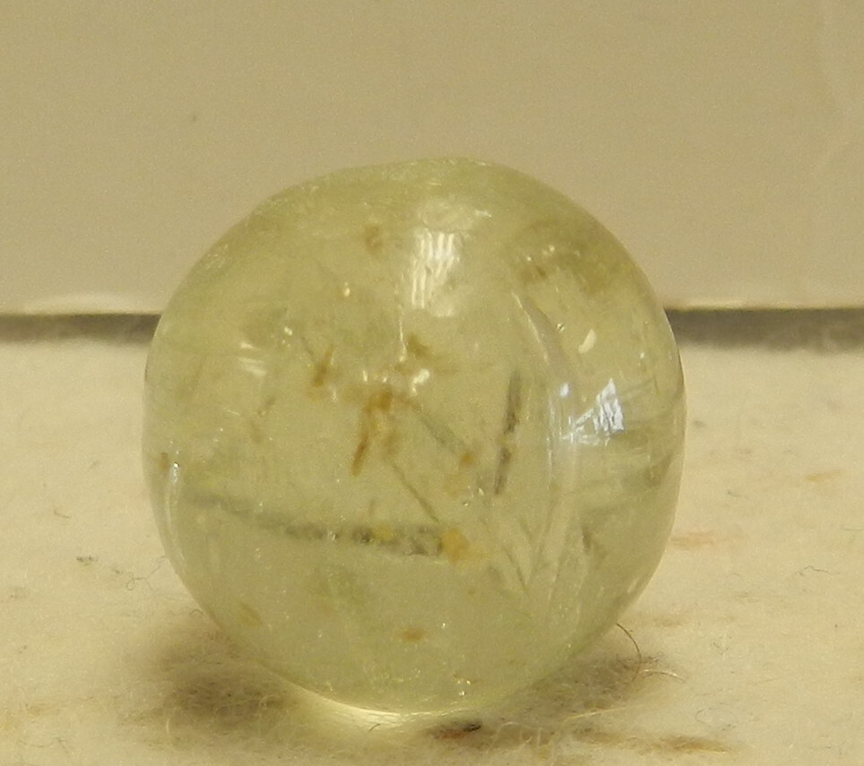 #17798m Vintage German Handmade Clear Glass Mica Marble .70 Inches