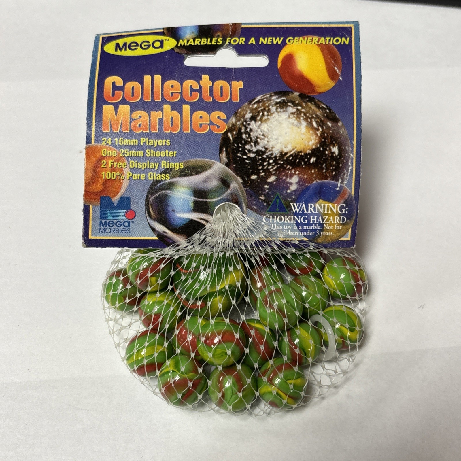 “DRAGON” Collectors Marbles- MEGA MARBLES Vintage Net Bag 24 16mm/1 25mm Shooter