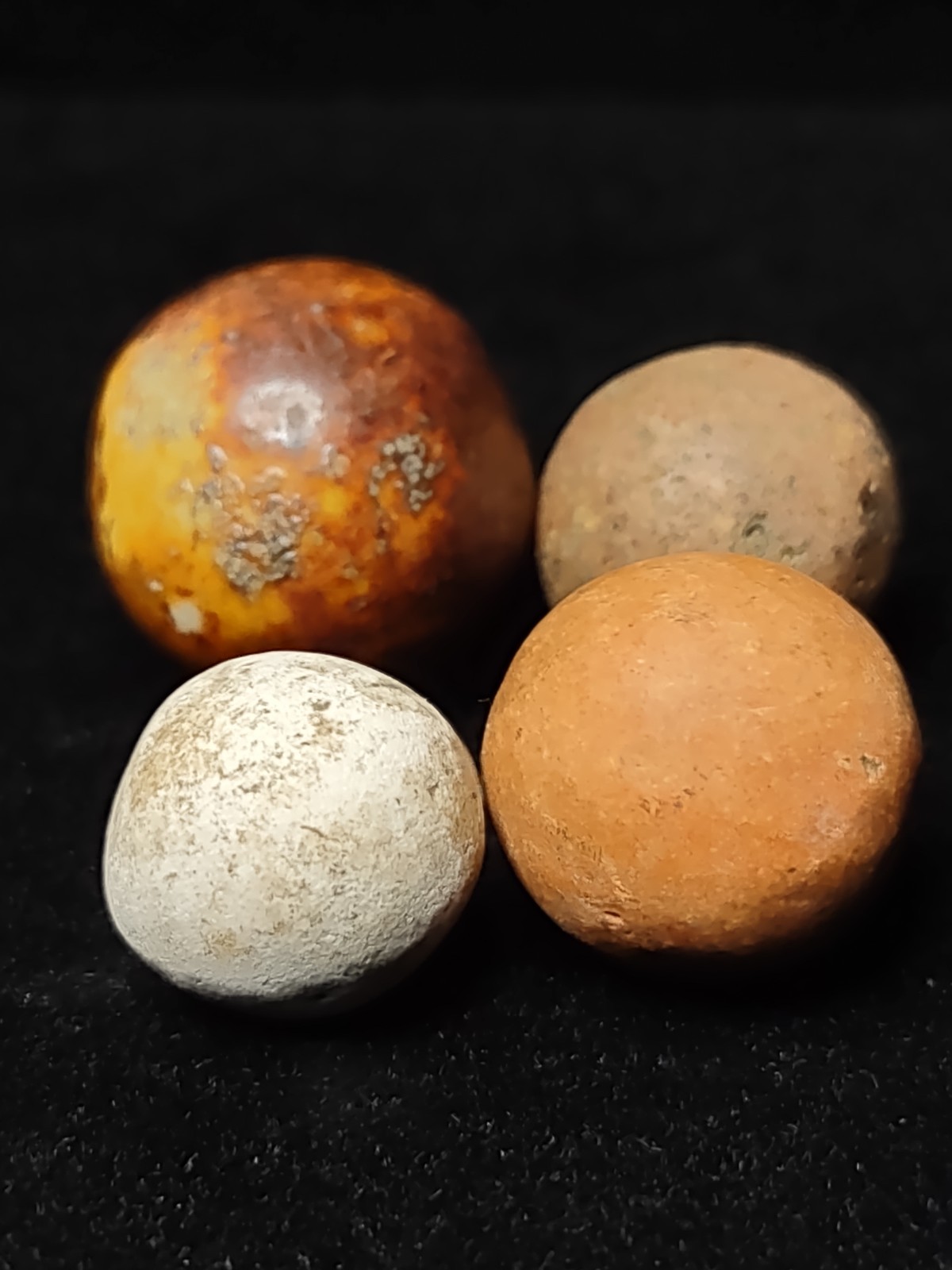 4x Pack Lot Antique 💎 ✨ Bennington German Clay Handmade MARBLES Currency .64″