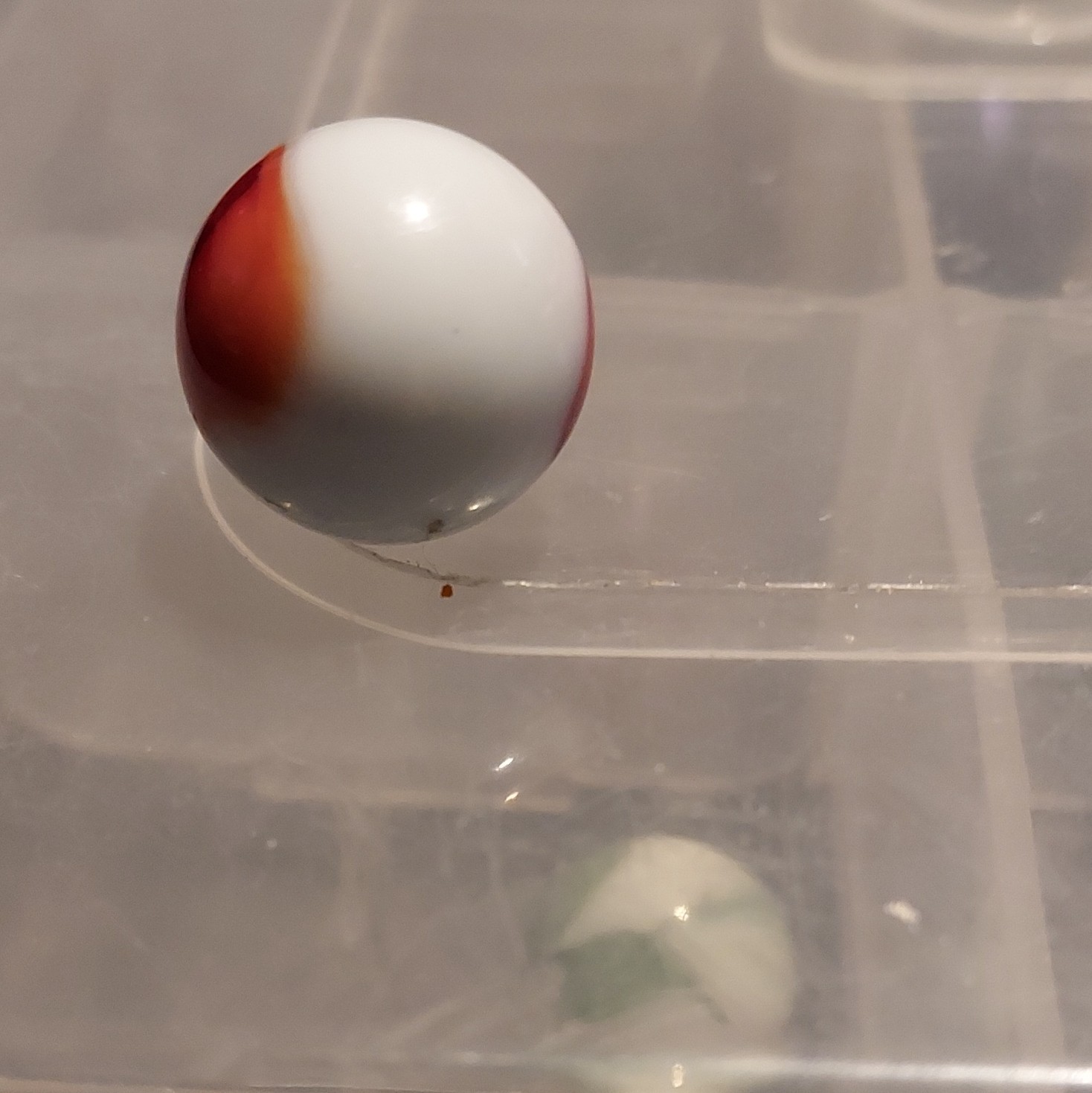 Akro Agate Red & White Swirl Glass Toy Marble – Machine Made, Ages 4-11