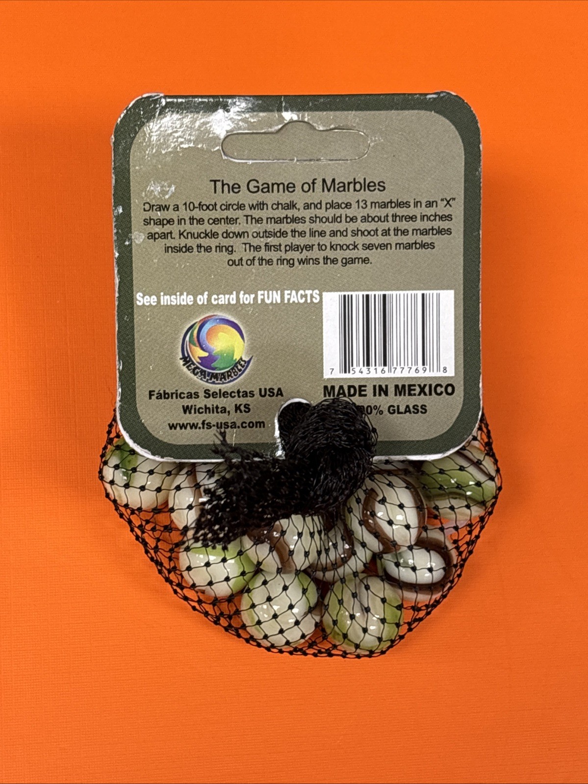 Glass Mega Marble Net ✼CAMOUFLAGE✼ Extremely Rare Retired Set 24 Play/1 Shooter