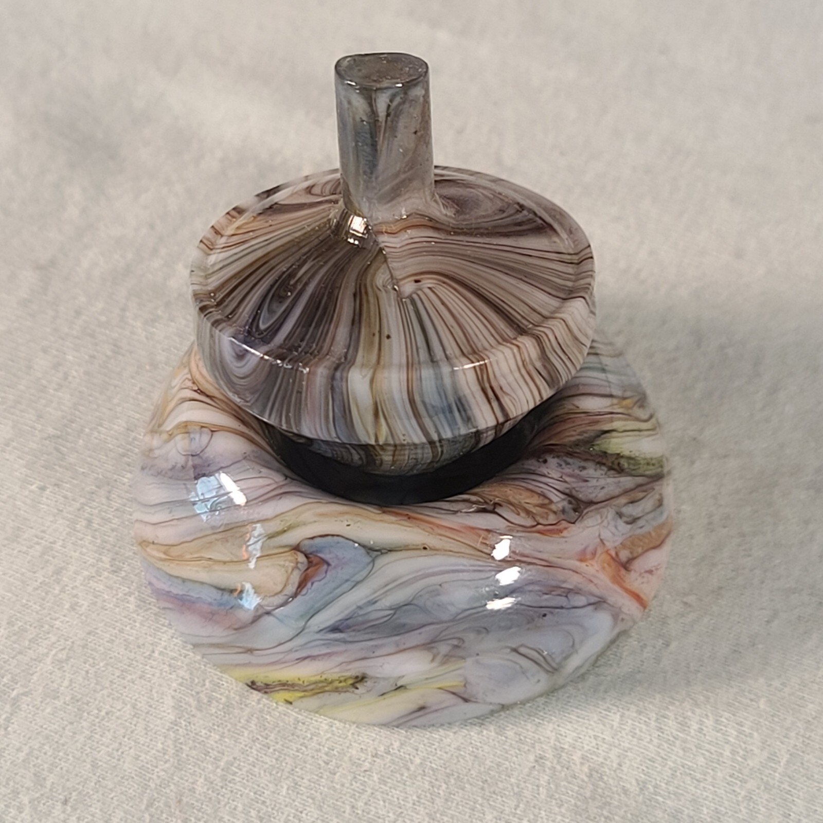 ANDY DAVIS, Glass Art Spinning Top & Base, Jabo Joker Run (?), #360B