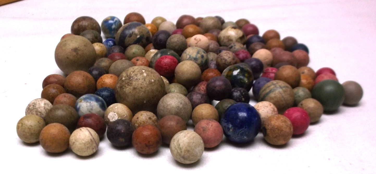 Clay Marbles Group of 125 Various Sizes