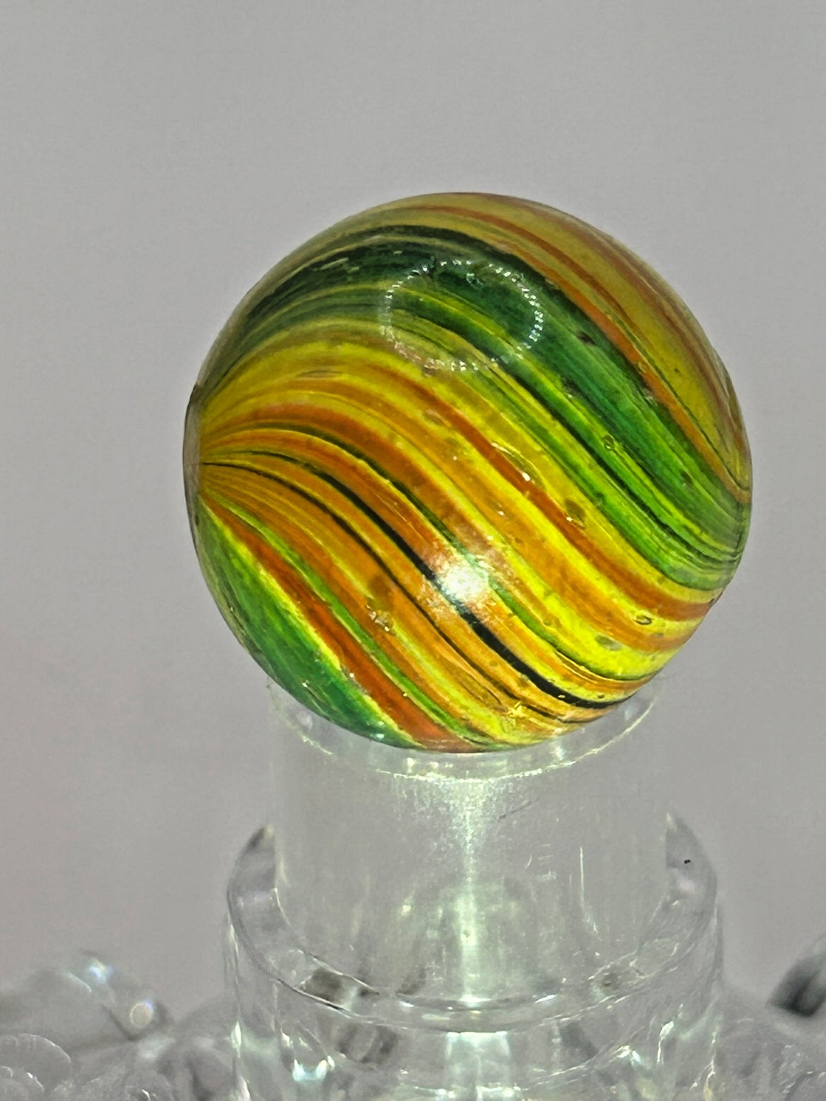 Antique German Handmade Joseph’s Coat Swirl Marble 53/64″ Mint O21