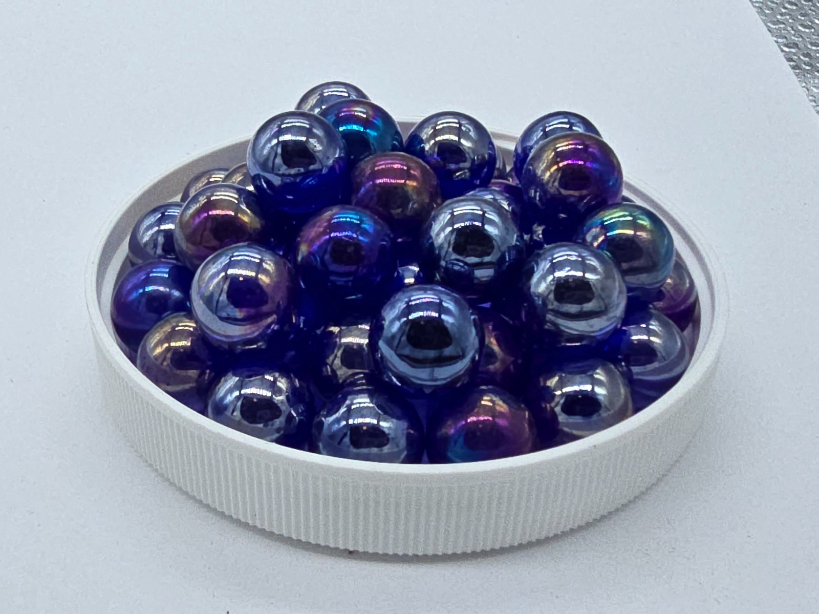 Vintage 14mm “Luster Cobalt Blue” Pack of 5 Player Glass Marbles (~9/16 inch) –