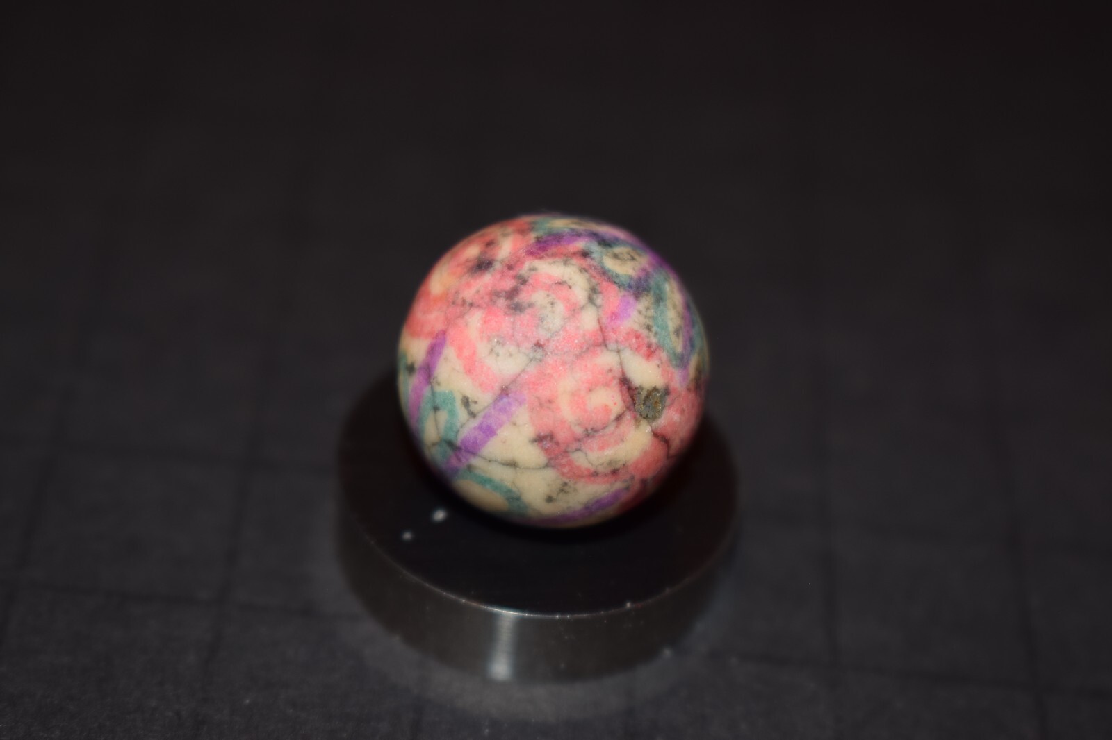 Antique Hand Painted, Fired Clay Abstract Flowers toy art Marble Size .750″=3/4