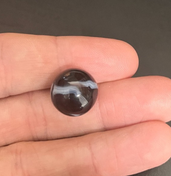 Nice Vintage Marble Akro or Peltier? Blue on Black Bands – from Old Estate (#14)