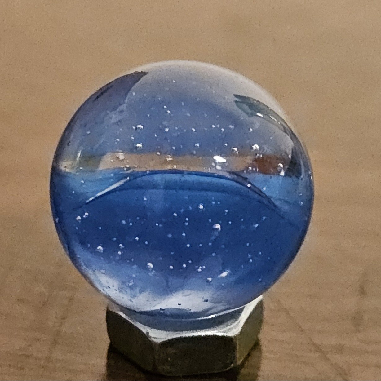 Vintage CE Bogard Blue Floppy 4-Lobe Cats Eye .593″ Glass Marble