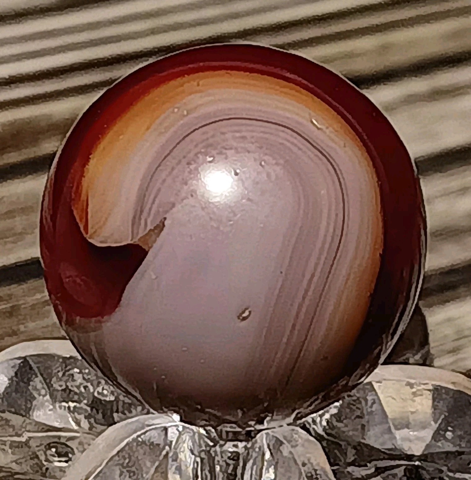 Akro Agate Corkscrew Marble. 5/8″ Nm. Nice Color Combo.