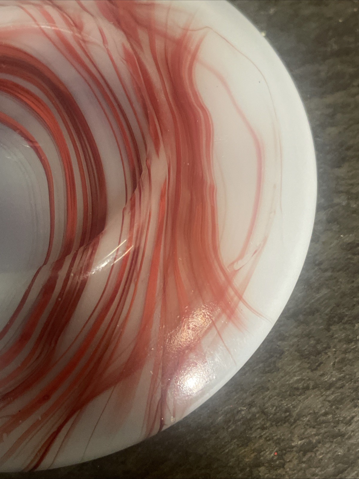 Vintage 1940’s Akro Agate Children’s Round Saucer 3.25” Oxblood White Red