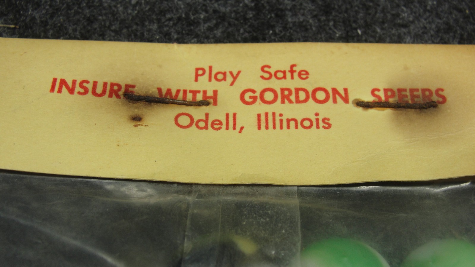Vintage Marble King marbles in advertising bag ” Insure with Gordon Speers”