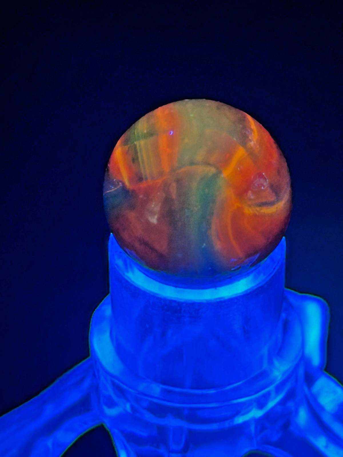 Vintage Peltier NLR Blended Rainbo Superboy Marble, Blue/Orange, .62″, NM+, #P25