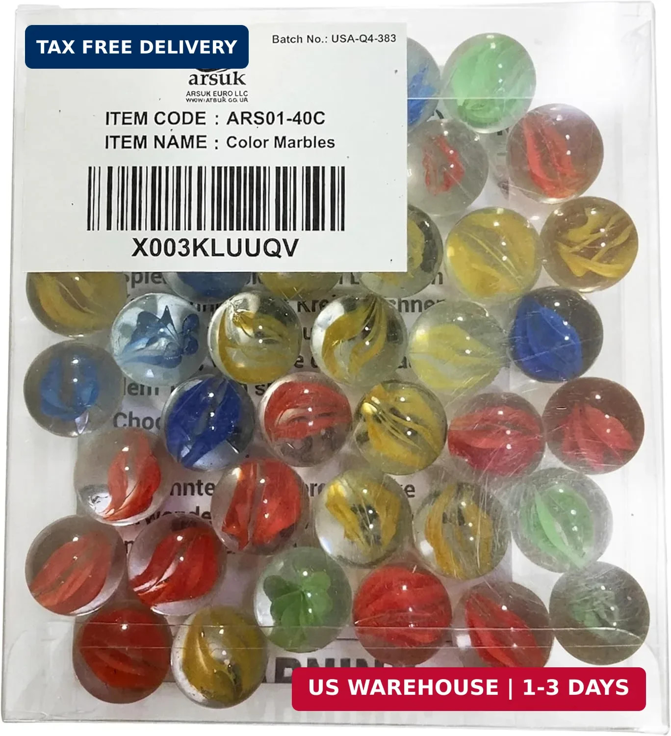ARSUK Marbles for Kids 40 Cat’s Eye Glass Balls, Uniform 16mm (0.63″) – Colorful