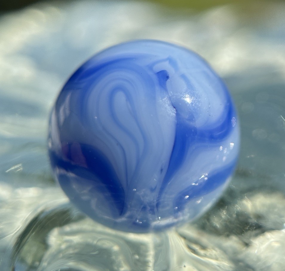 Vintage Alley Agate Sisterville HTF Blue Swirl Lawrence Alley Co. Marble .61”