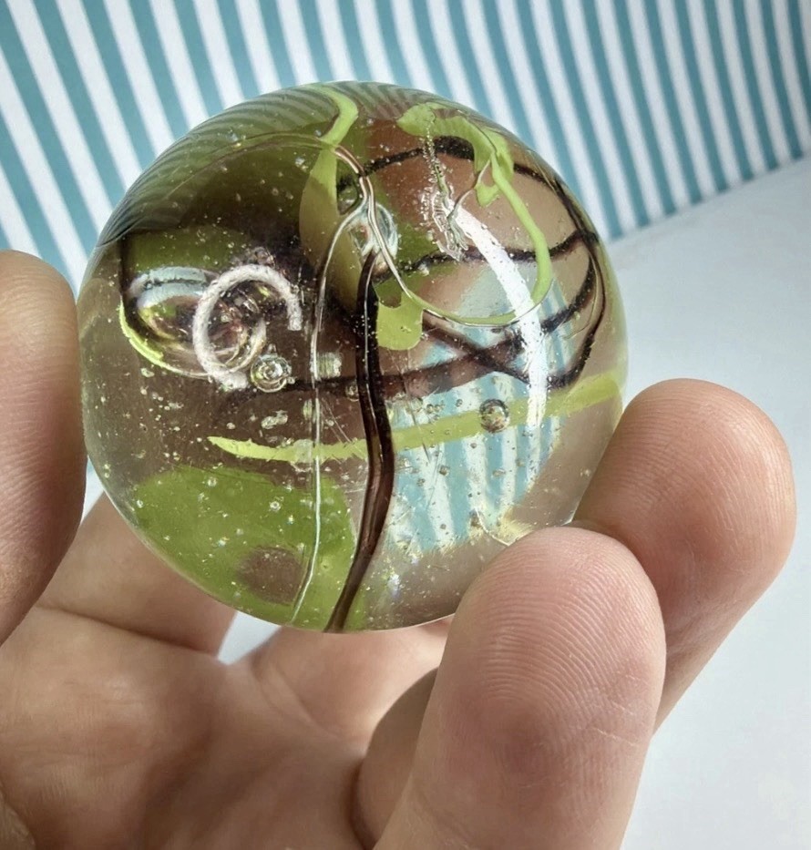 Vacor Commando Wire Pull Slag Marble ~1.9″ Toe Breaker Huge Mint Glass Marbles