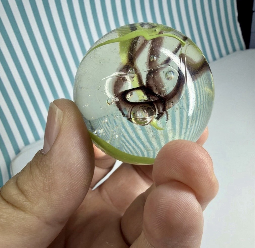 Vacor Commando Wire Pull Slag Marble ~1.9″ Toe Breaker Huge Mint Glass Marbles