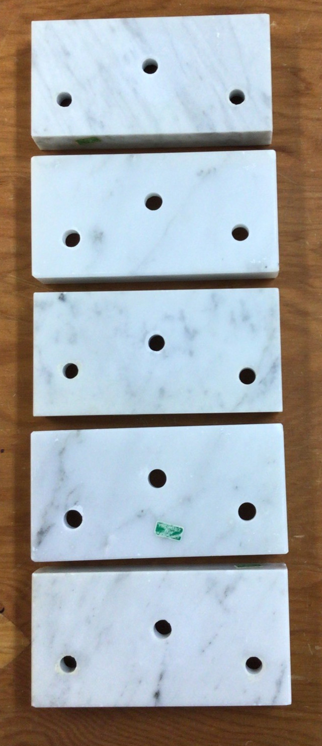 LOT of 5 Marble Trophy Bases White, 5 x 2 1/2 x 3/4″, Made in Italy