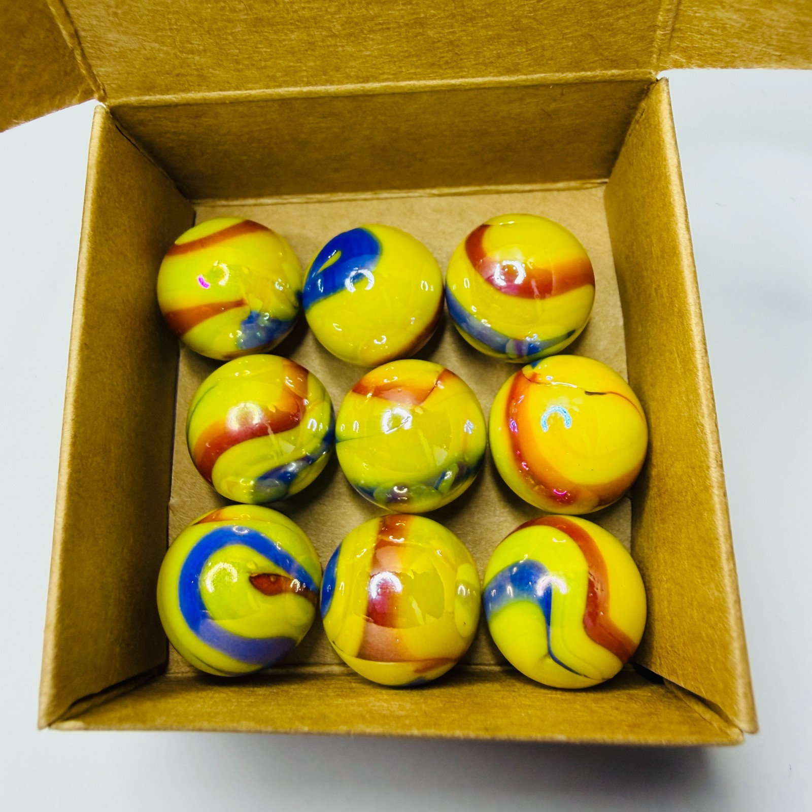 20 Lot Tropicana Marble Collection by Vintage Marbles 16mm 5/8″ Blue Red Swirls