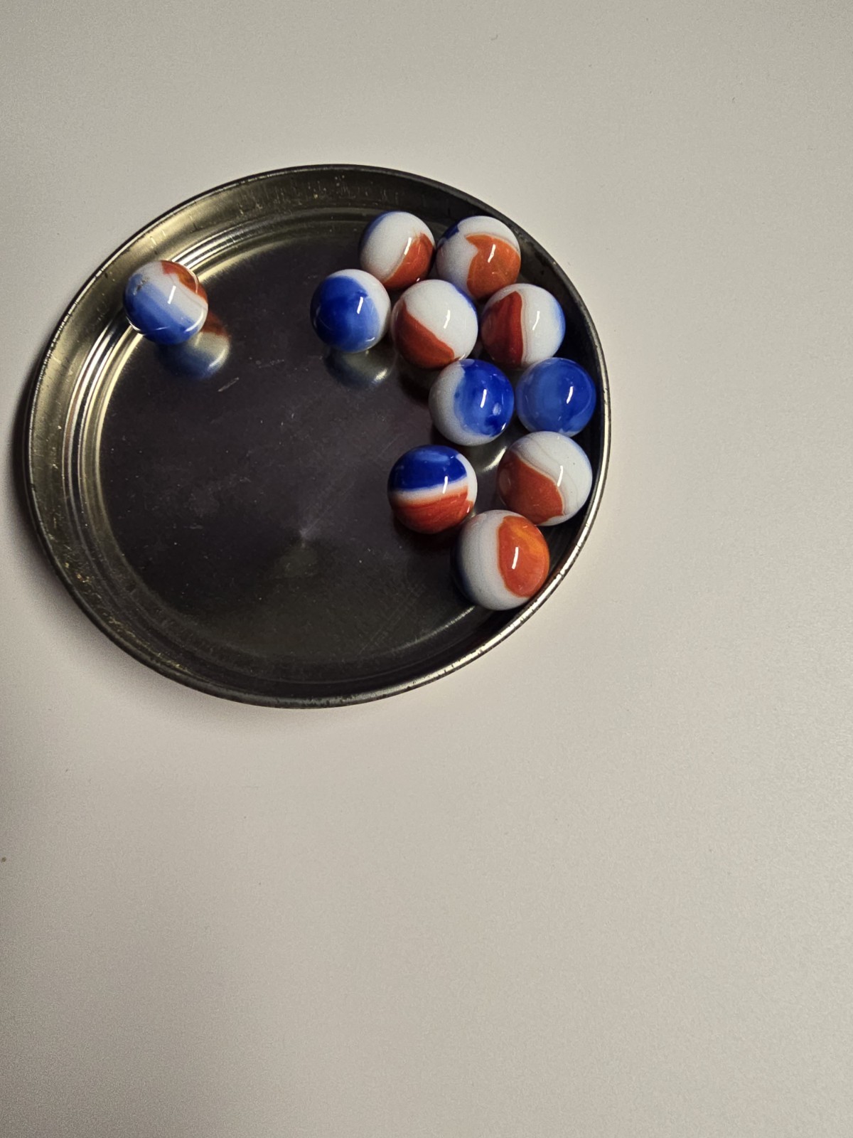 Vintage Assorted Patriot Red White Blue Glass Marbles Shooter Target Size 11pc