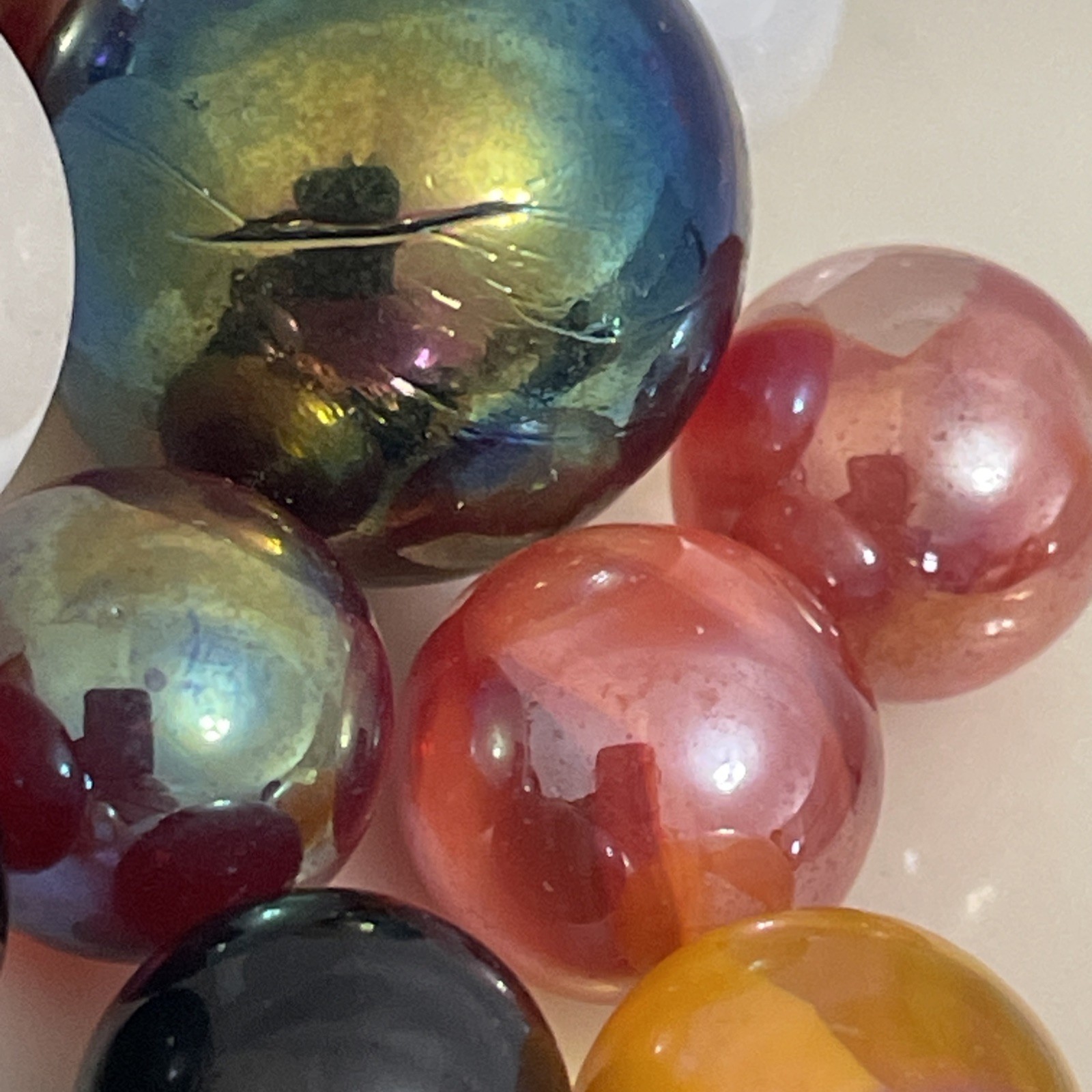 Vintage Estate Glass Marbles Lot – Iridescent, Cat’s Eye, + Other 45Pc