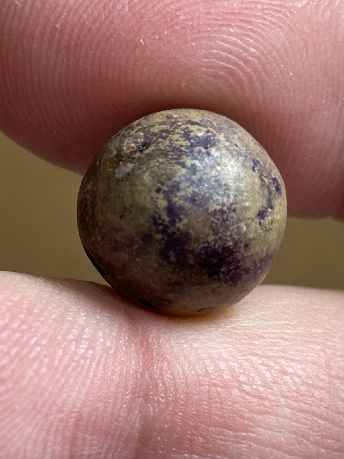 Antique American Marble and Toy Company Mottled Purple Dyed .51 Inch Clay Marble