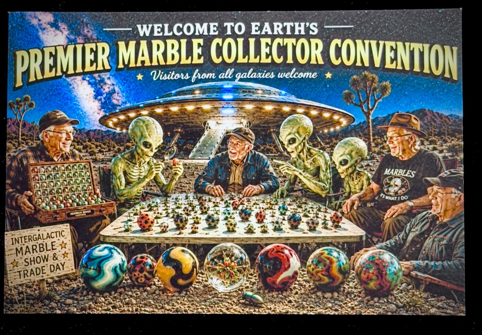Intergalactic Marble Show & Trade Day,| Alien Disclosure Marble Convention Humor
