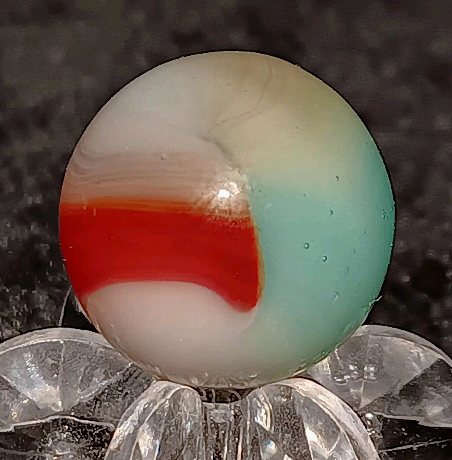 Vintage Vitro Agate Tri-Lite Marble. Aquamarine. .60″ Mint.