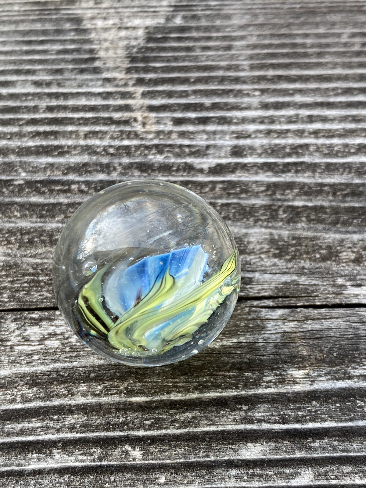 handmade art glass marble Tiny Blue Morning Glory