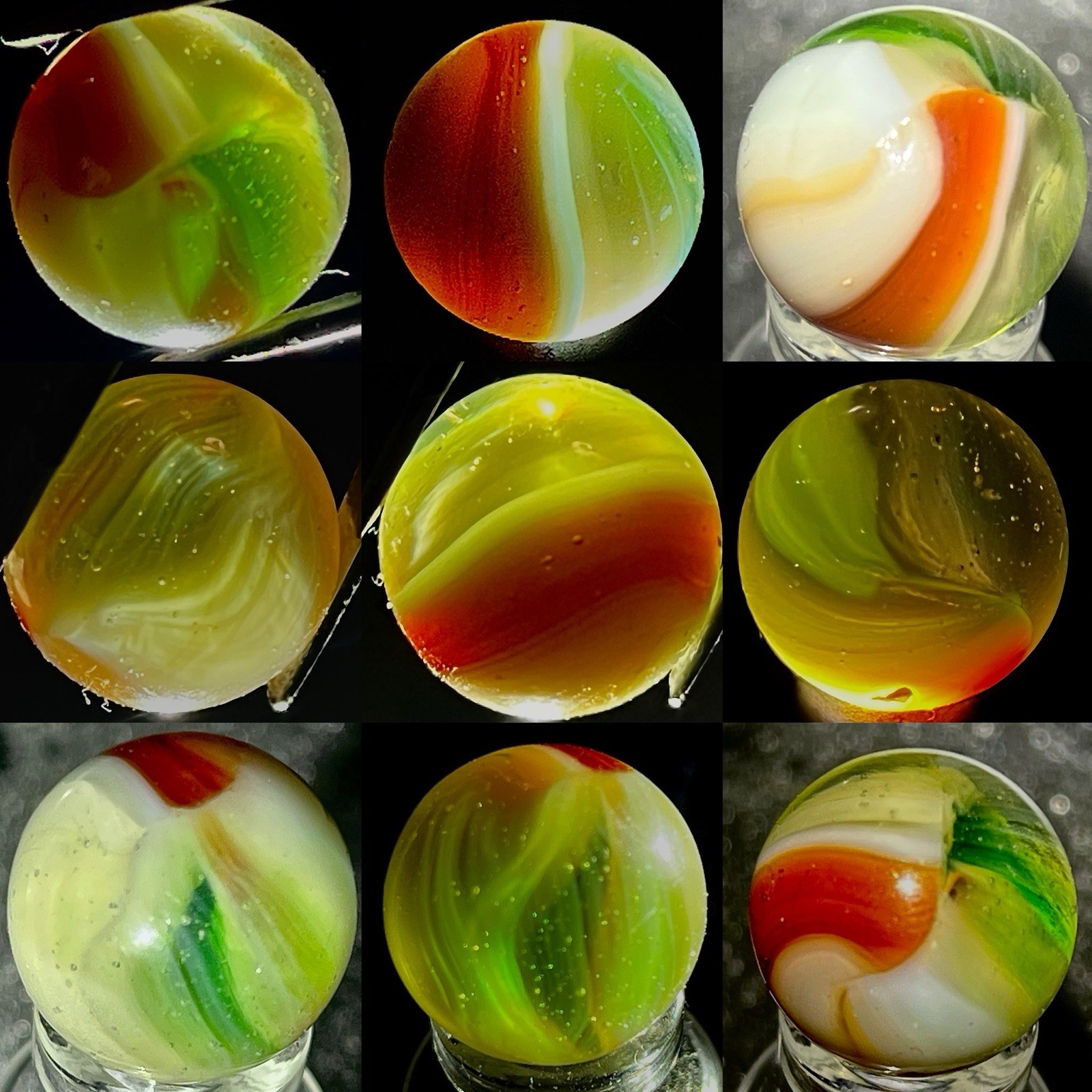 Lot of 3 Vintage Vitro Agate Tri-lite Elite Marbles