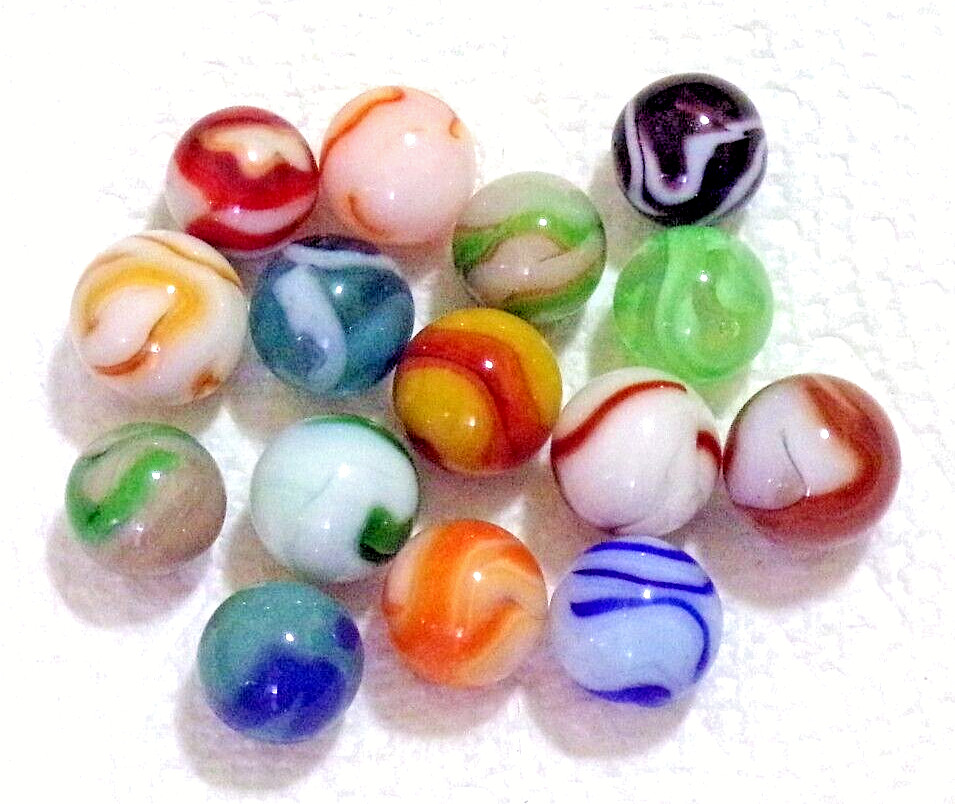 15 VINTAGE ALLEY AGATE CO. SWIRL MARBLES