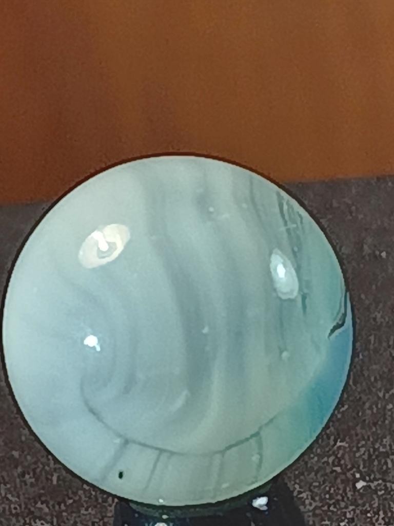5/8″ Vitro Brilliant Turquoise Patch Wispy White on Clear NM Serious Marble B202
