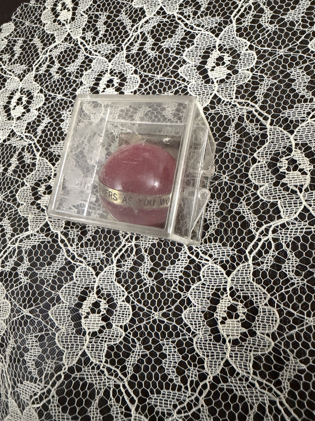 Vintage 1960’s Golden Rule Ruby Red Marble In Original Plastic Case With Paper