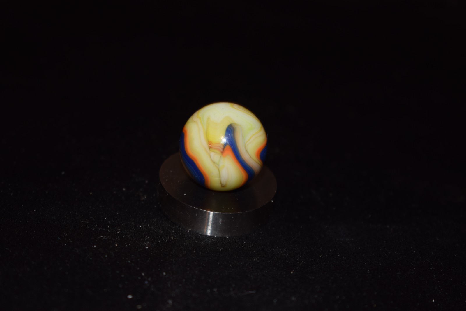 🐦➖⏩DAS 🟠⚡🔵Color Storm Run Swirl Collectors Marble Size .734=49/64″=19mm MINT!