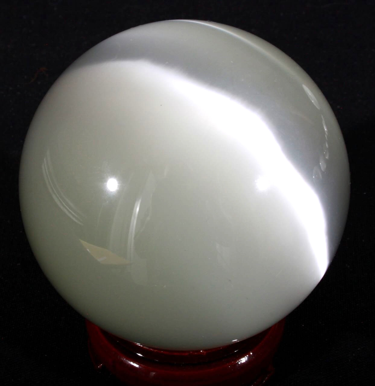 HUGE BEAUTIFUL 3″ WHITE FIBER OPTIC CONTEMPORARY MARBLE SPHERE W/STAND MINT!