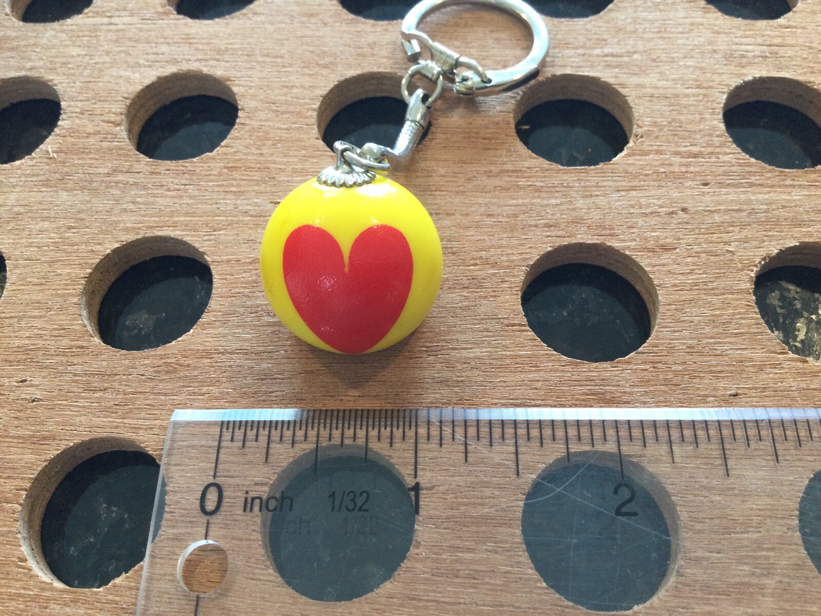 Vintage | Hearts | Red Hearts on Yellow Marble Keychain