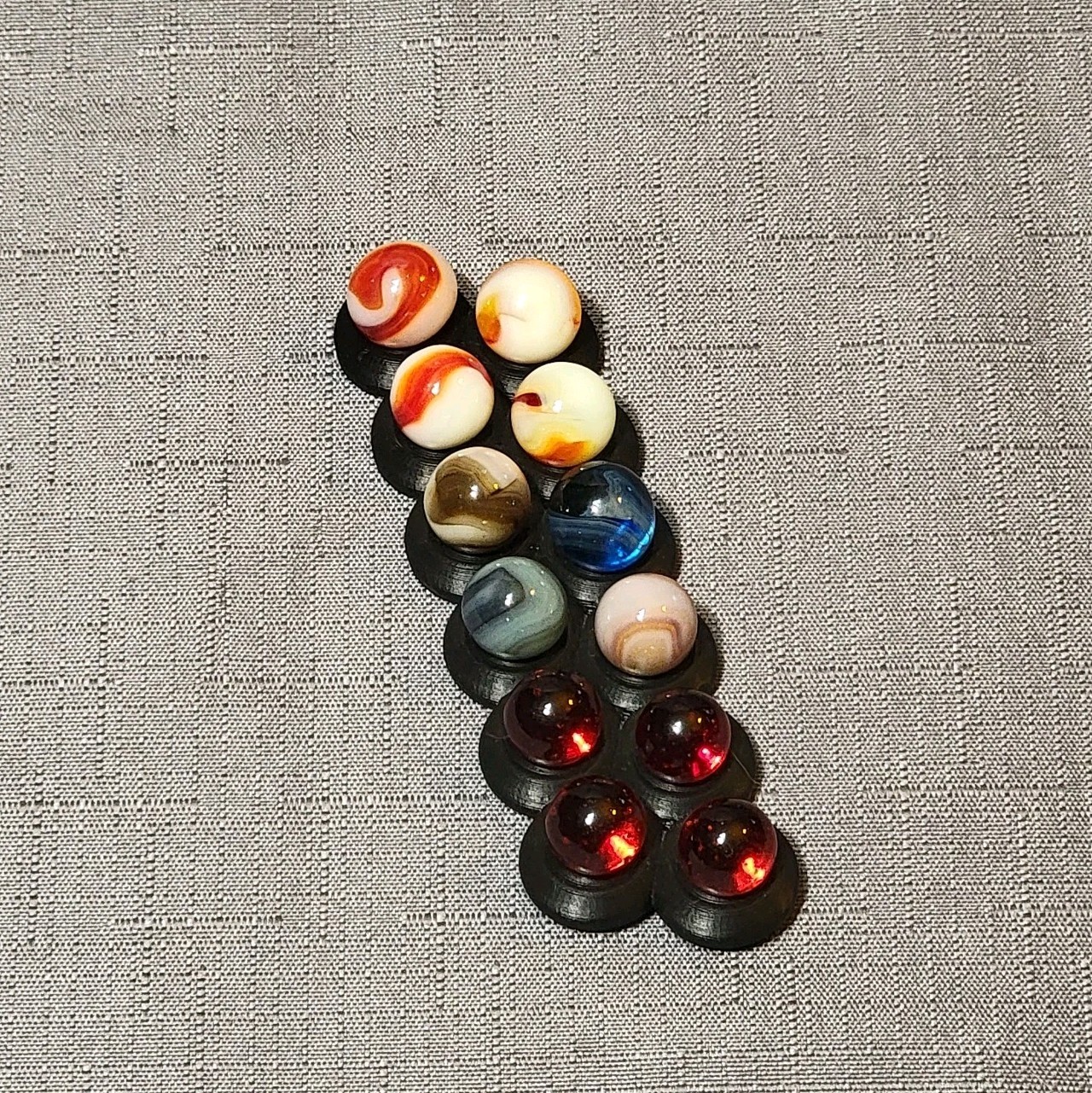12 Vtg UV Reactive Marbles|Uranium|Cadmium|Cherry Red|Classic Mixed Lot + Stand