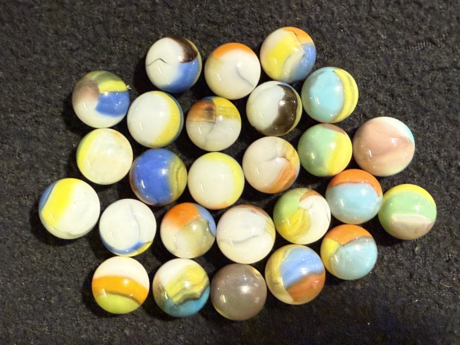 26 Vintage Vitro Tiger Eye Marbles 9/16 to 5/8” Mostly Mint | (21)