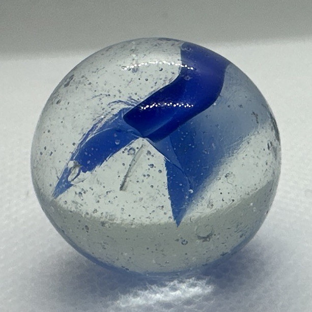 Clear Glass Marble with Blue Swirl – Glass Style – Age 17 Years & Up